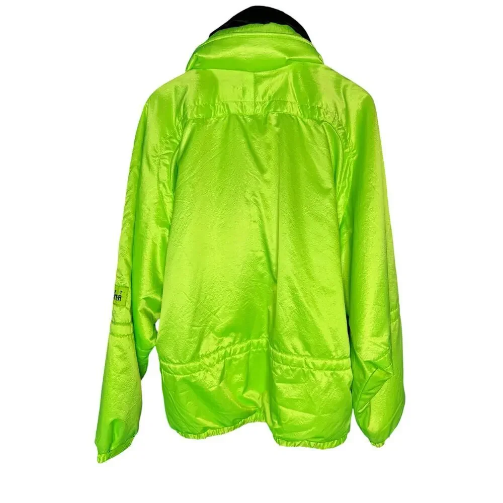 Vintage Obermeyer Ski Jacket Neon Green Purple Mens XL Retro 90s Pullover Coat